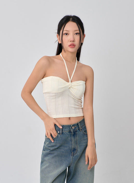 Knit Bustier Neck String Top CN09