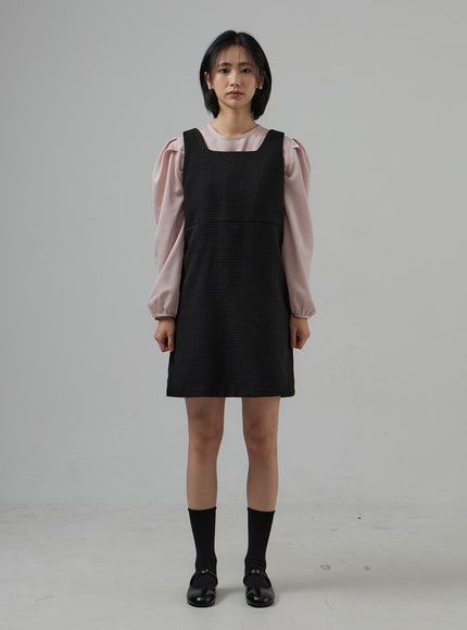 Square Neck Sleeveless Tweed Mini Dress OD29