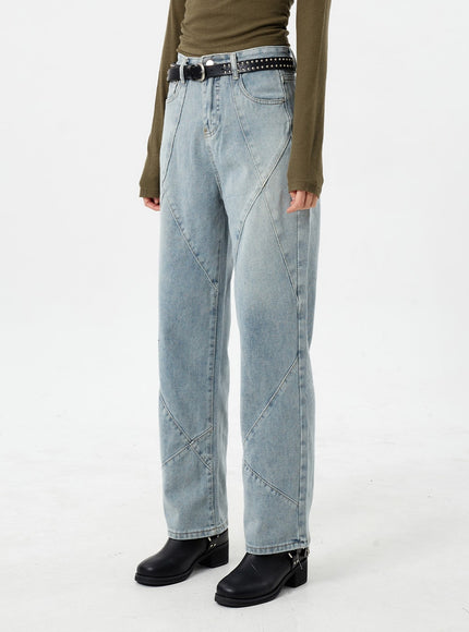 淺色水洗直筒牛仔褲 CM307