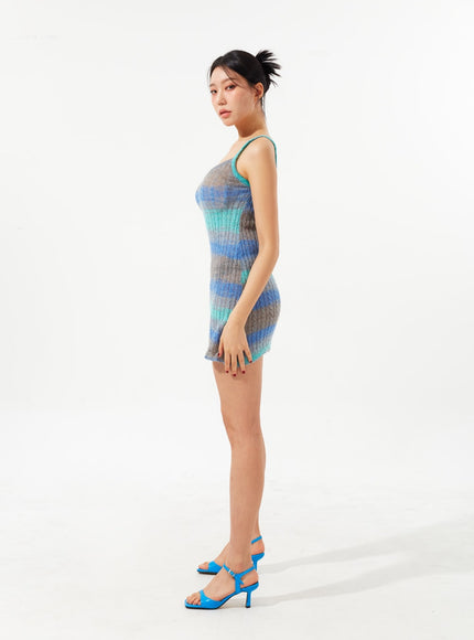 條紋針織迷你連衣裙 IM323