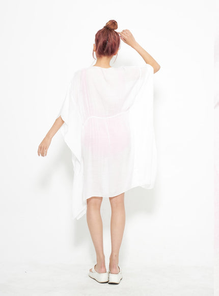 網布蝴蝶結中長袍 IA313