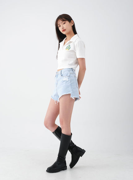 仿舊毛邊牛仔短褲 CA27