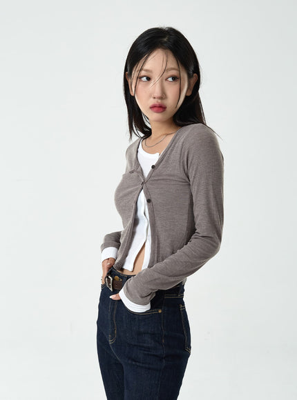 Layered Side Button Cardigan CG10