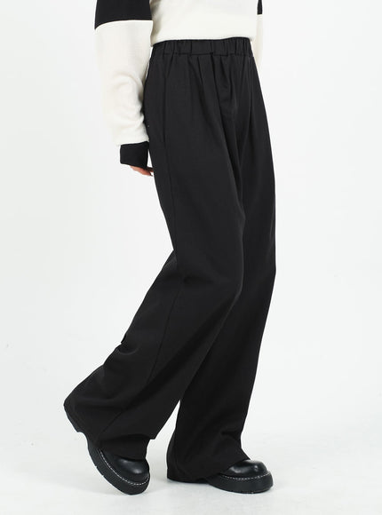 Mid-rise Wide Banded Cotton Pants CA08