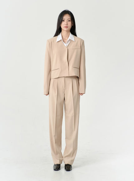 無領半短款西裝外套 OS13