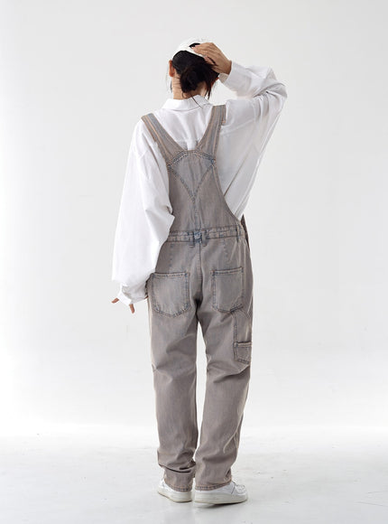 Pink Washed Overfit Denim Overalls CG16