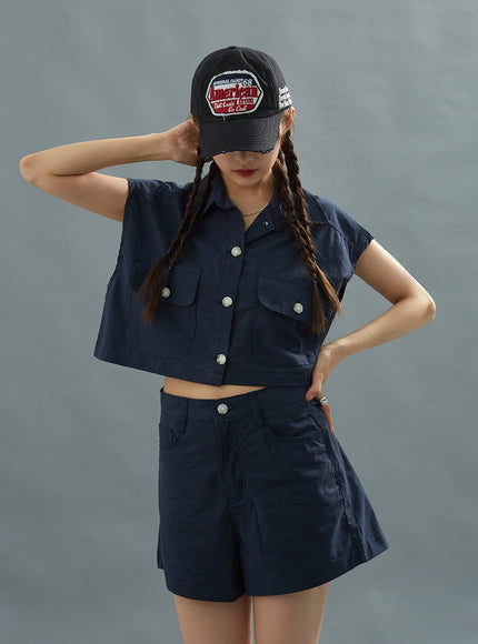 Linen Crop Shirt CU22