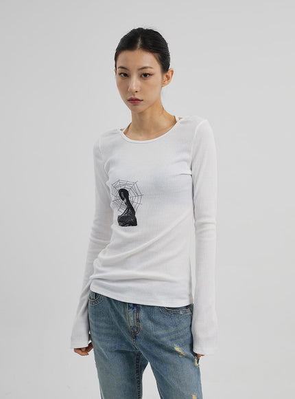 圖案羅紋針織上衣CF309