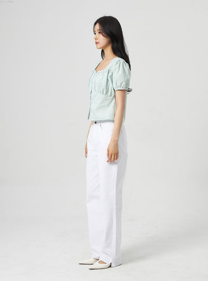 泡泡袖鈕扣襯衫 OA317