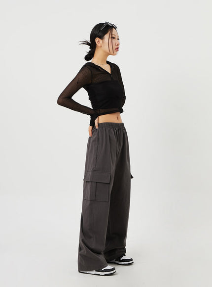 Cargo Wide Leg Track Pants CM302