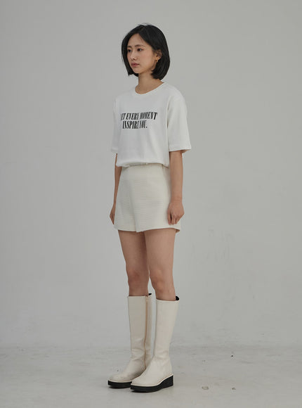 Tweed High Waist Shorts OJ304