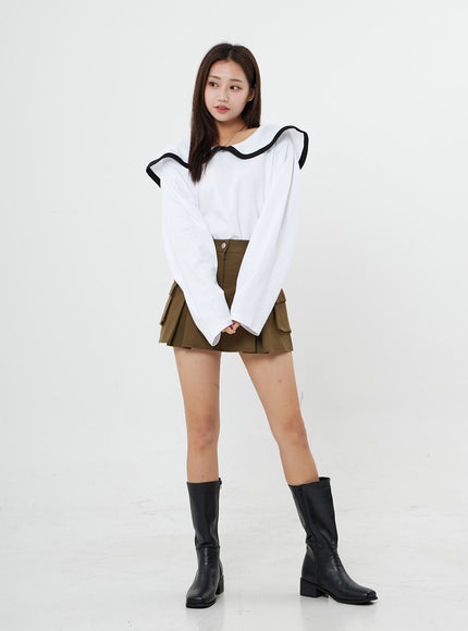 百褶工裝迷你裙 BO13