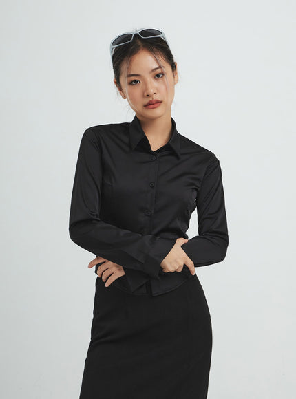 Navy Satin Line Shirt CS14