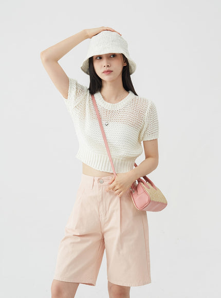 Pintuck Cotton Long Shorts OJ30