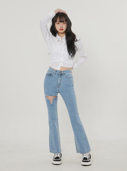 破洞微喇牛仔褲 BF306