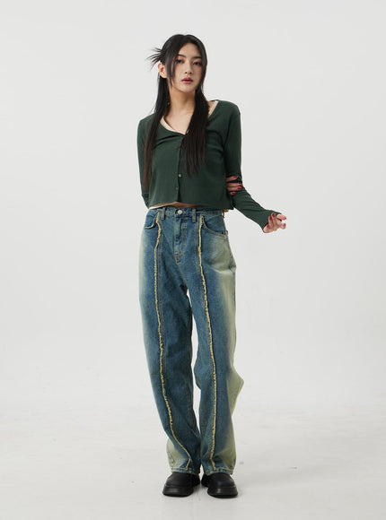 V-Neck Button Cropped Cardigan BJ318