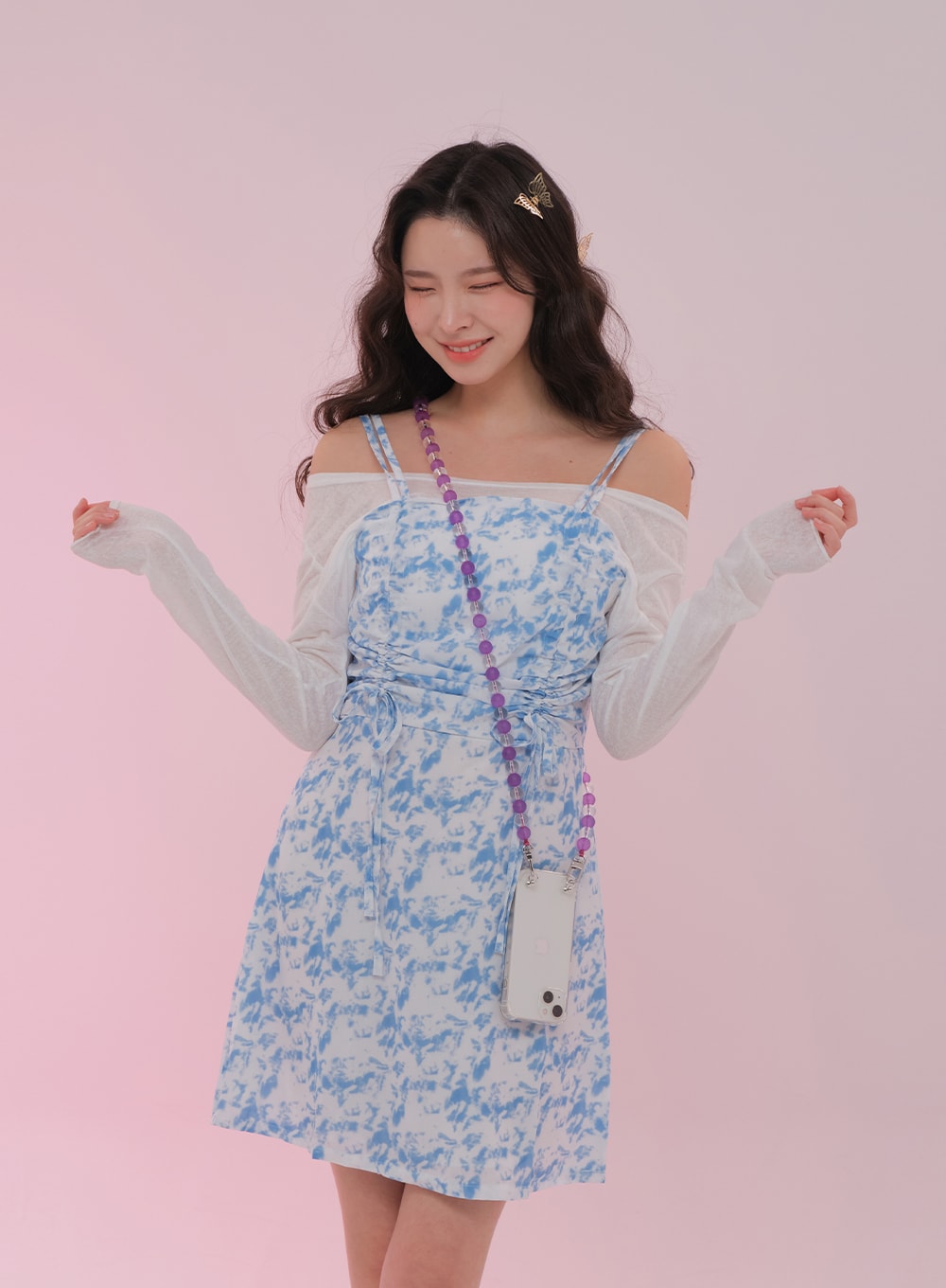 Tie Dye Sleeveless Mini Dress and Top Set