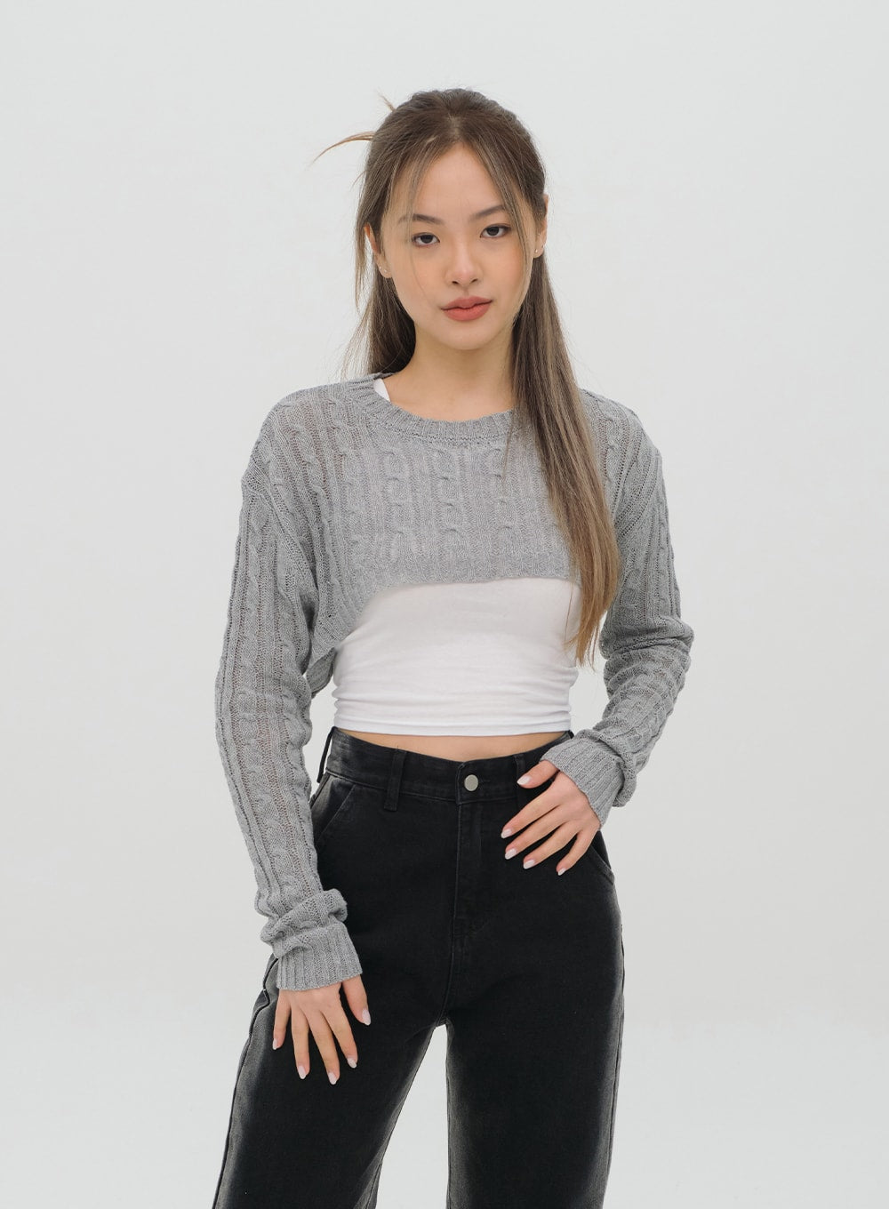 Cable Cropped Knit C1002