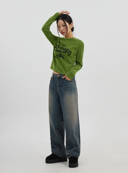 中腰寬鬆牛仔褲男女通用 CJ330