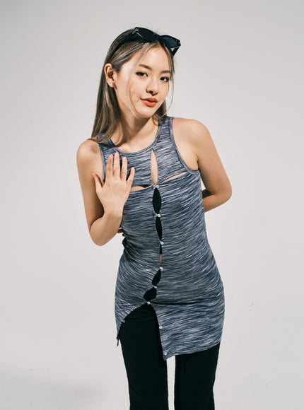 開衩分層迷你連衣裙 CJ03