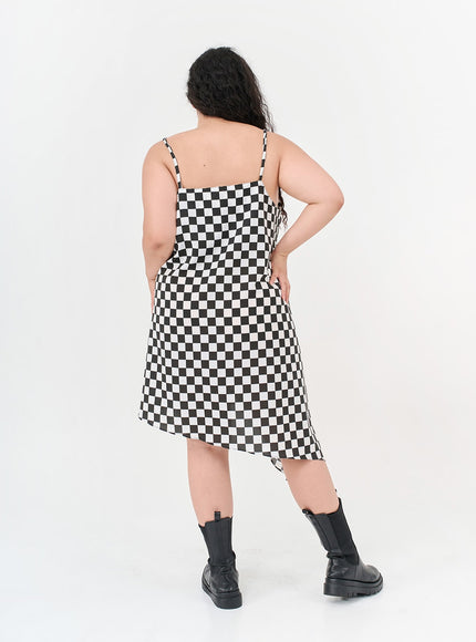 加格子無袖連衣裙IG09