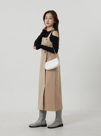 裹身鈕扣長連衣裙 OF307