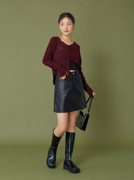 Faux Leather Miniskirt CG12