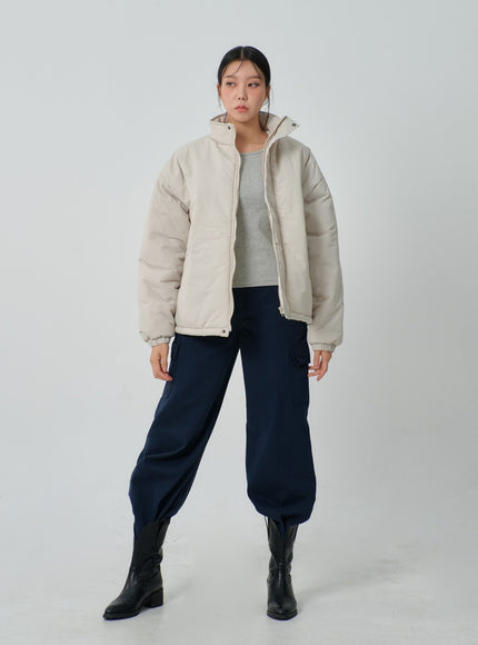 Oversized Zip-Up Puffer Jacket IJ320