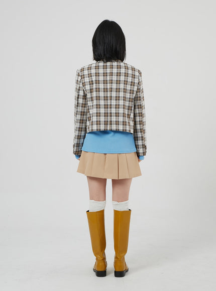 Check Pattern Crop Blazer OF310