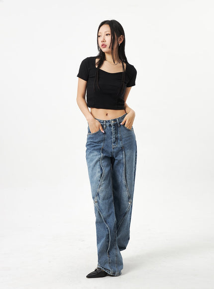 Wrapped Wide Leg Jeans CA320