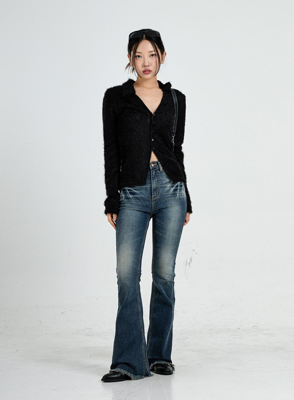 褪色水洗微喇牛仔褲 CO17