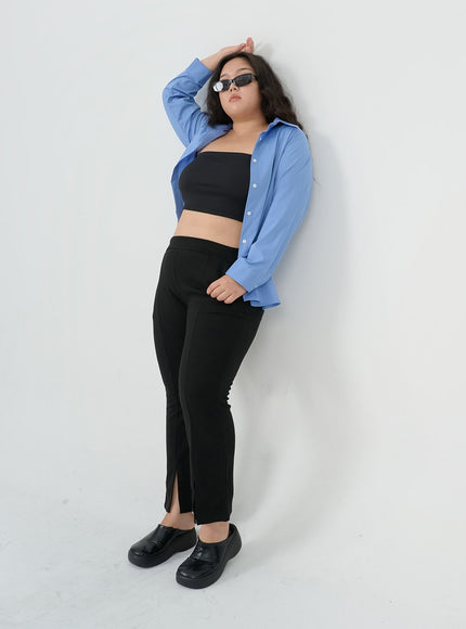 Plus Cotton Bending Bootcut Pants IS05