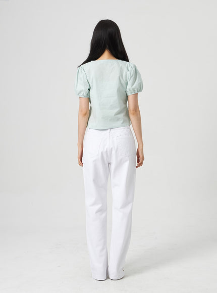 泡泡袖鈕扣襯衫 OA317