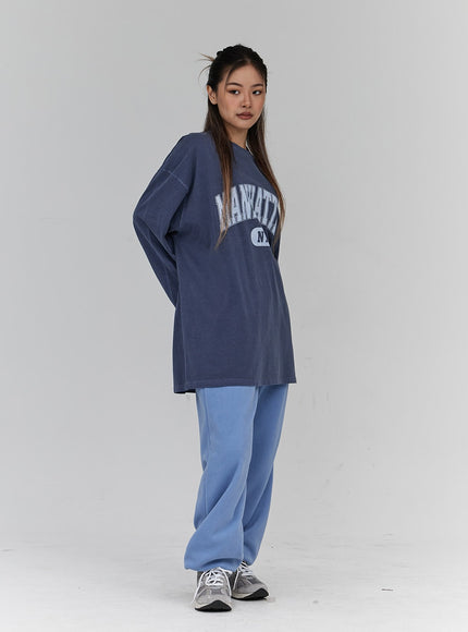 Lettering Print Oversize Long Sleeve T-Shirt Unisex CN21