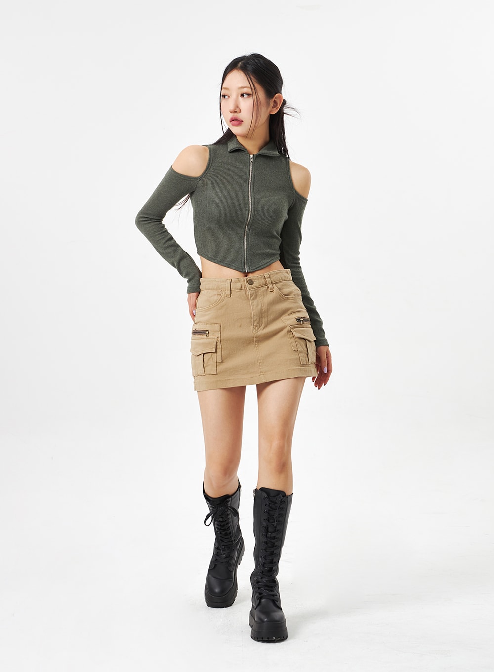 カーゴミニスカート / cargo mini skirt (khaki)MIDNIGHT MOVE