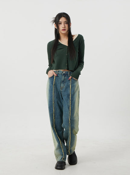 V-Neck Button Cropped Cardigan BJ318
