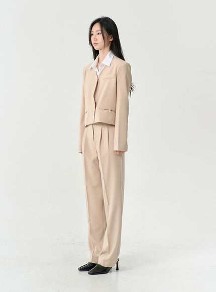 無領半短款西裝外套 OS13