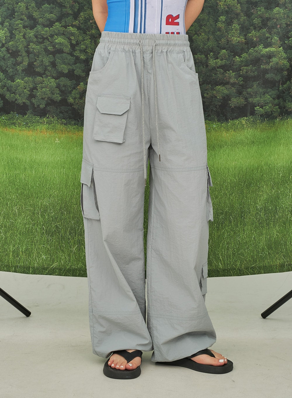 Nylon Oversized Cargo Pants CY26 - Lewkin
