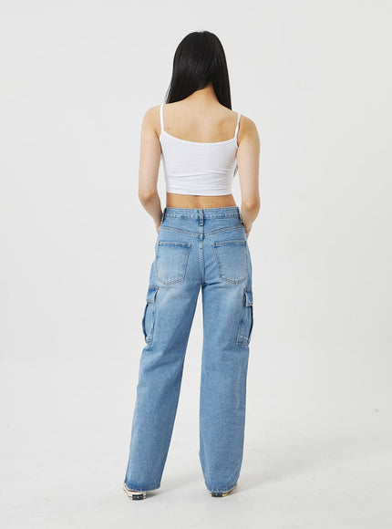 闊腿工裝牛仔褲 BF323