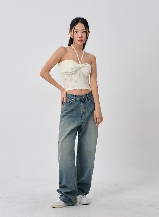 Knit Bustier Neck String Top CN09