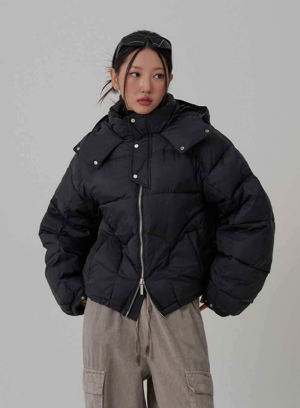 Oversize Hooded Puffer Jacket CN03 - Lewkin