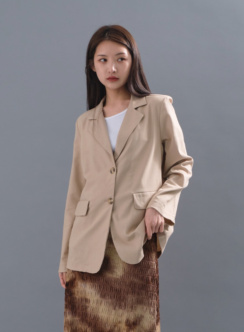 Loose-Fit Linen Blazer Jacket CM3