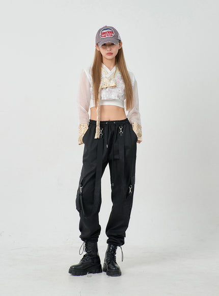 雙肩帶工裝降落傘寬鬆褲 BD23