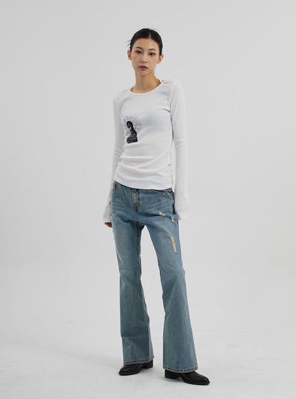 圖案羅紋針織上衣CF309