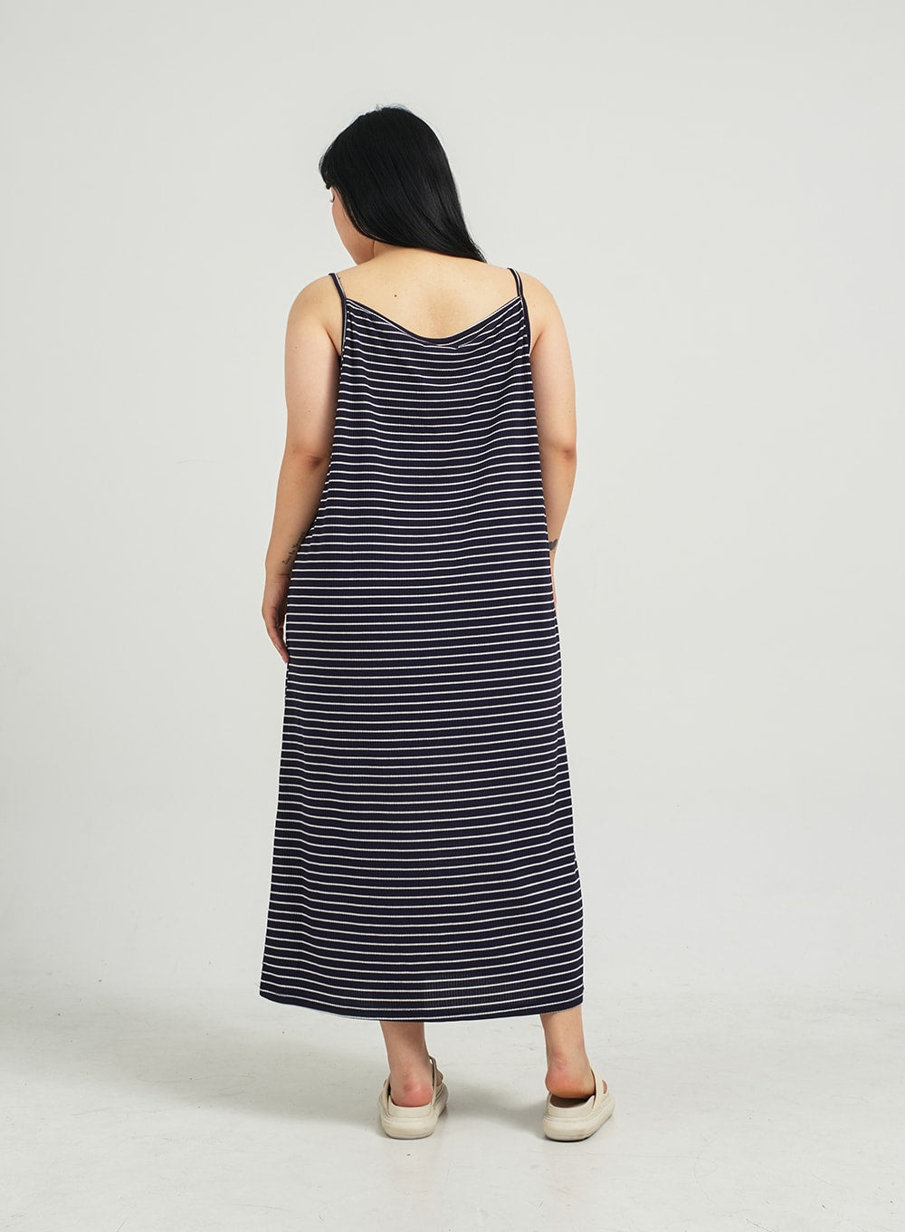 Plus Striped Sleeveless Maxi Dress IJ30