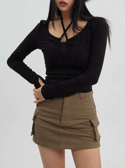 高腰工裝迷你裙 CJ319