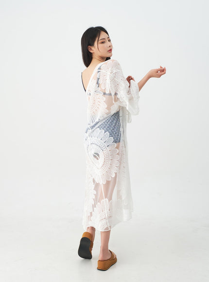 向日葵刺繡長袍IJ13