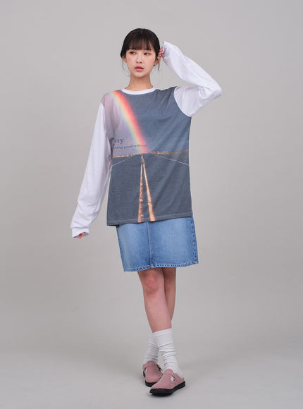 牛仔及膝裙C2701