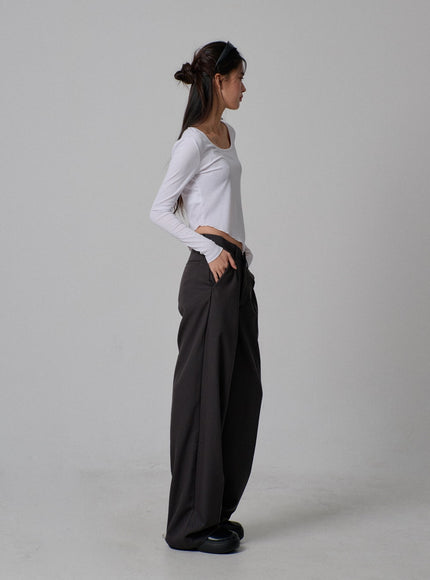 Scoop Neck Unbalanced Cropped Top IJ313