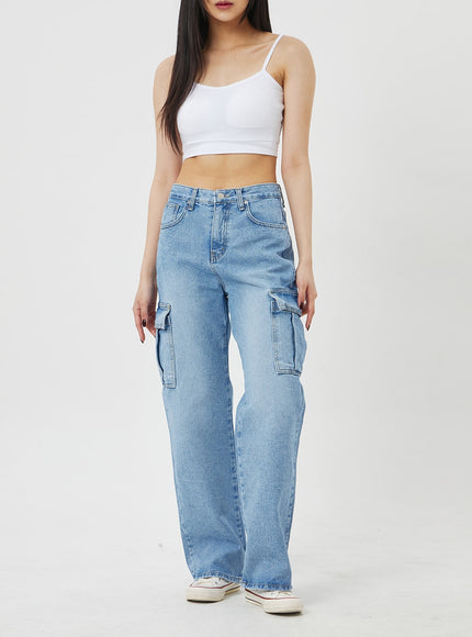 闊腿工裝牛仔褲 BF323